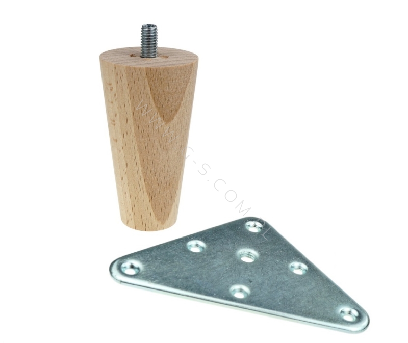 Buche, Möbel, Holzbein Kegelbein, Bein, Kegelbein Montageplatte Holz, 6 gerades 6 CM Typ für NEO , cm